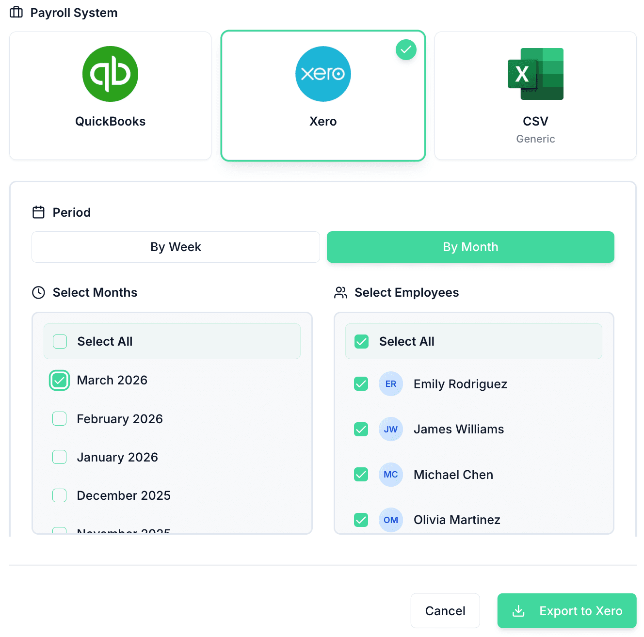 TimeTally absence data exports straight to payroll