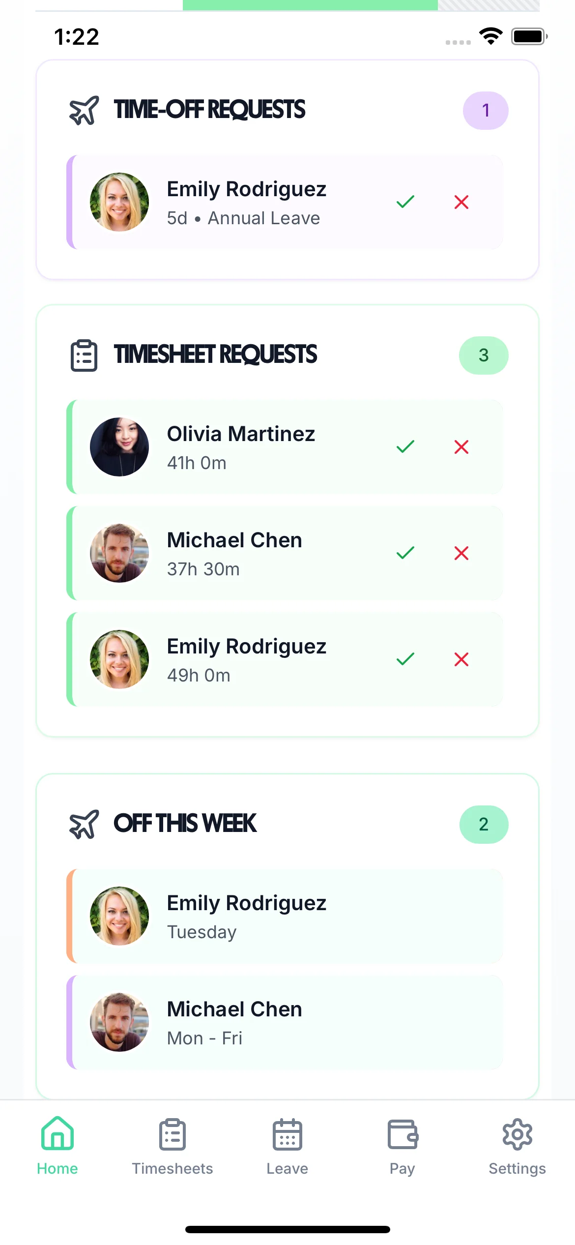 Zero-hours contract management in TimeTally