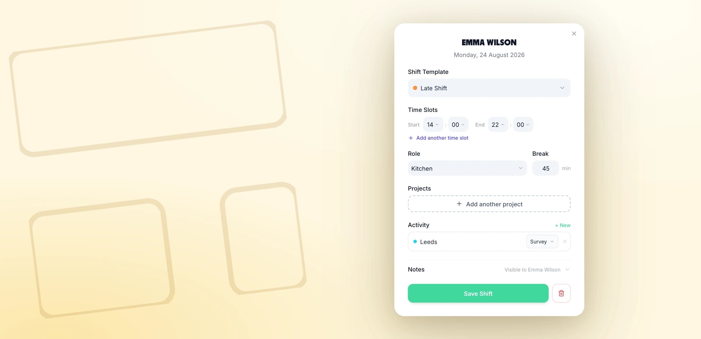 Create reusable shift templates