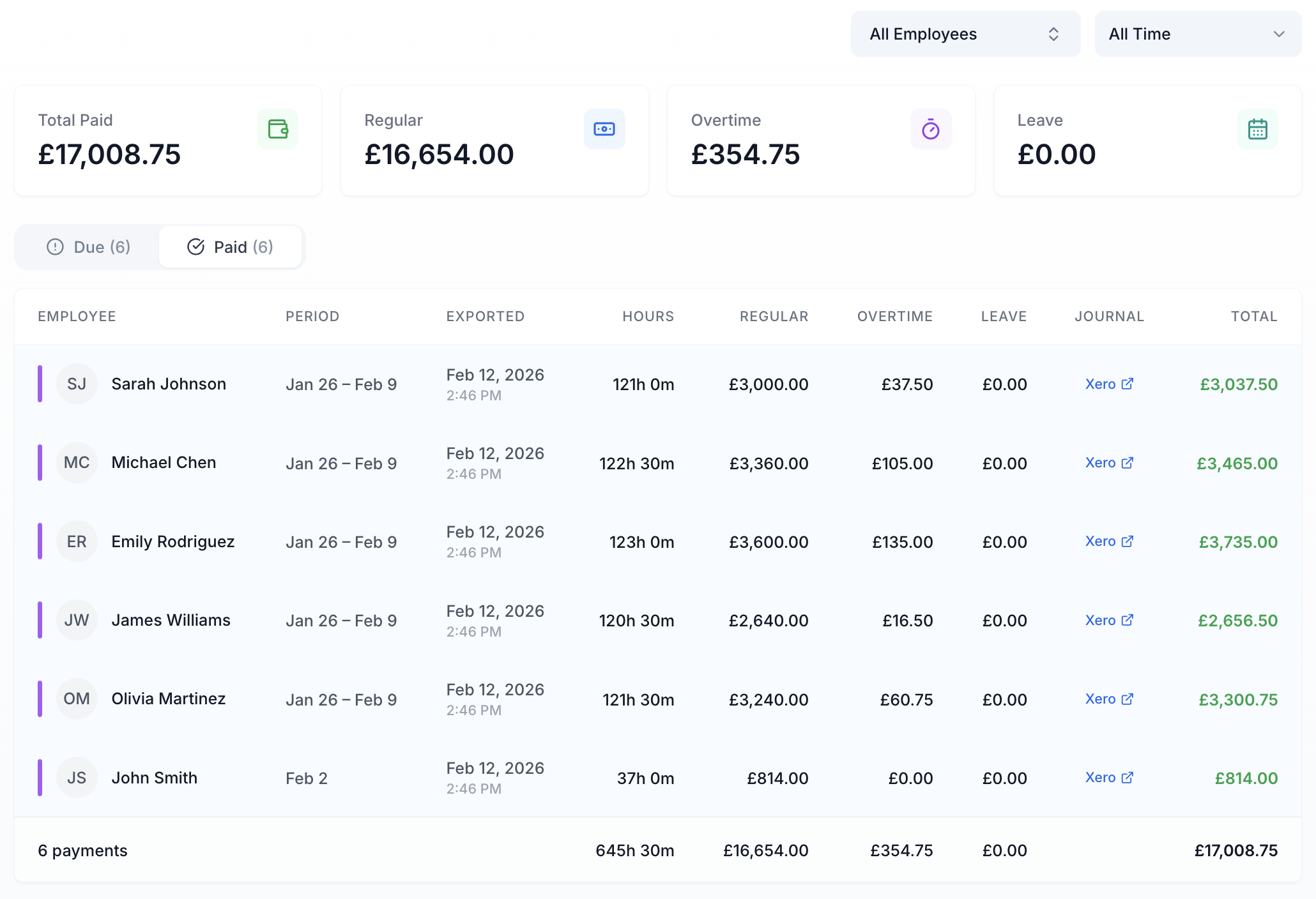 TimeTally logistics pay breakdown