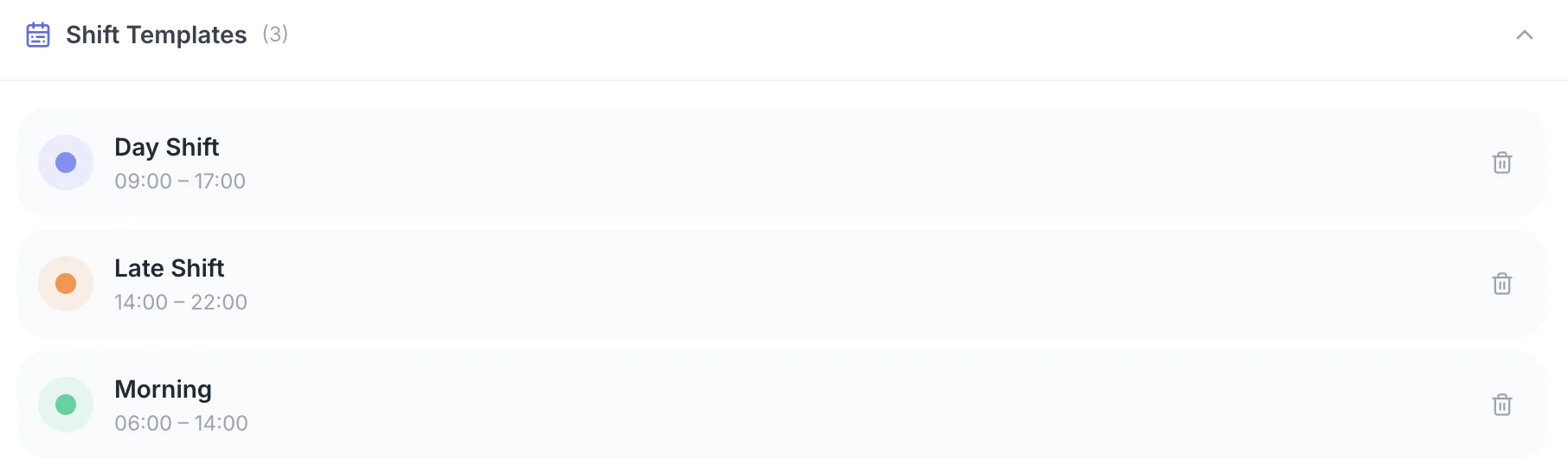 Creating shift patterns in TimeTally