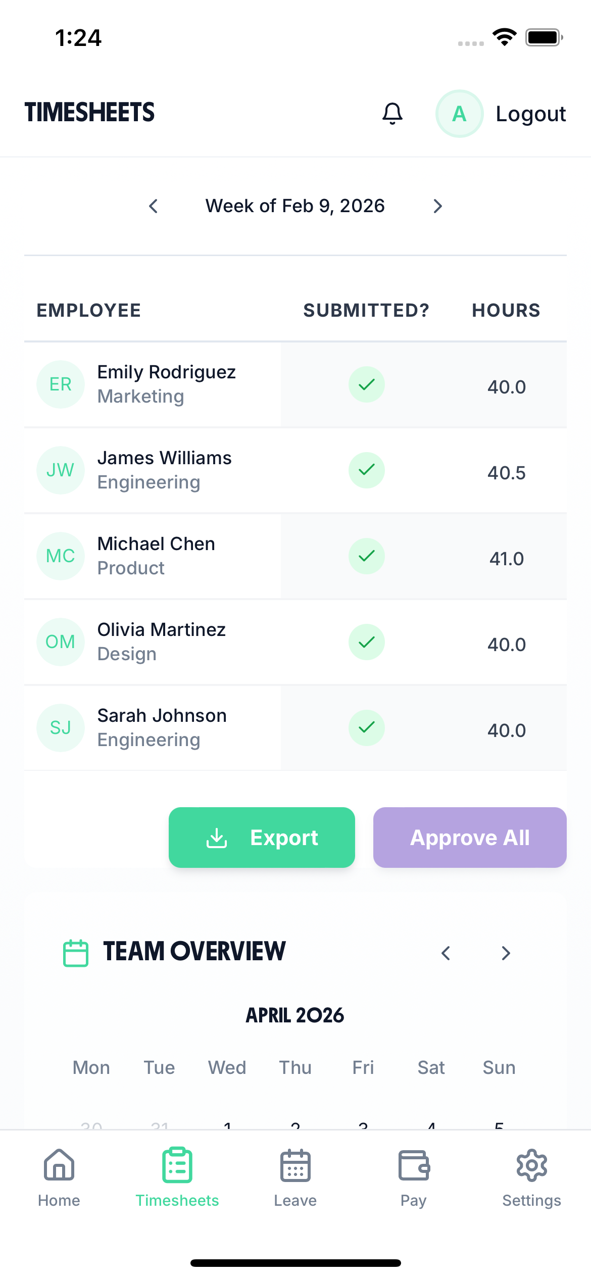 TimeTally mobile timesheet for drivers